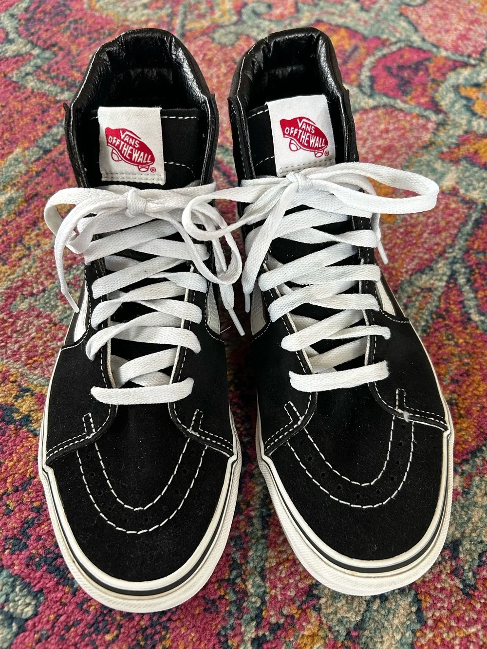 Vans | Unisex Black/White Suede/Canvas High-Top Sk8-Hi Lace Up Sneakers M7.5 W9
